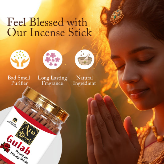 AROBLEND PREMIUM GULAB, MOGRA, CHANDAN, PINEAPPLE, LAVENDER & GUGAL DRY DHOOP INCENSE STICKS COMBO PACK OF 6 JAR FOR ROOM FRESHNESS, & YOGA MEDITATION