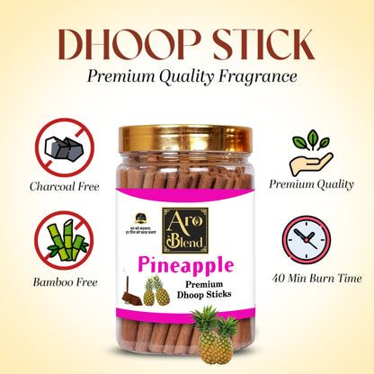 Aroblend Premium Gulab, Mogra, Chandan, Pineapple & Lavender Dry Dhoop Sticks And Golden Luxury Watch Free